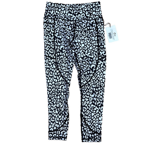 ZYIA Light n Tight 7/8 Leggings 6-8 Black White Leopard Hi Rise Workout